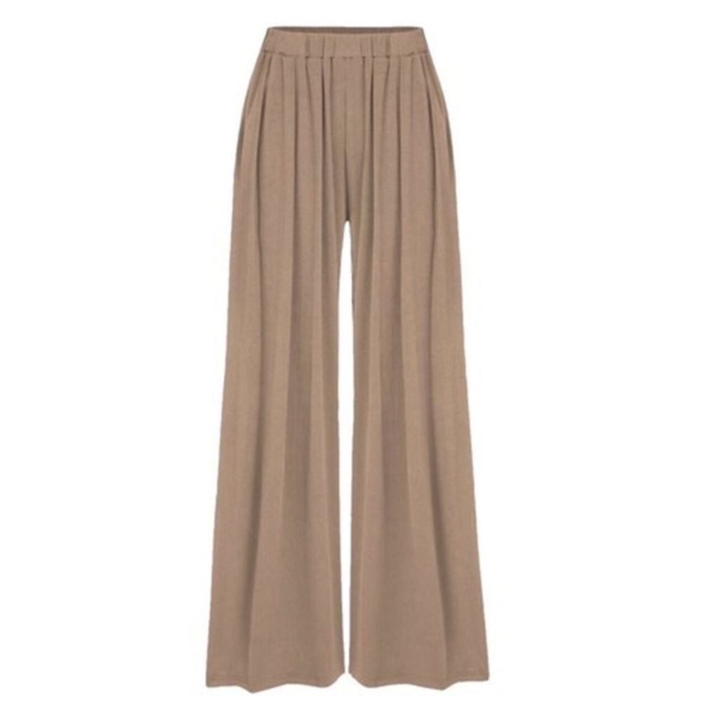 SHEIN Y2k 2000s Slinky Super Wideleg Taupe Tan Stretch Pants